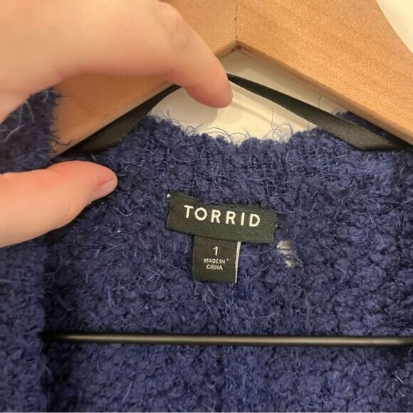 Torrid Popcorn Duster Open Front Sweater Blue 1/1X - Picture 14 of 16